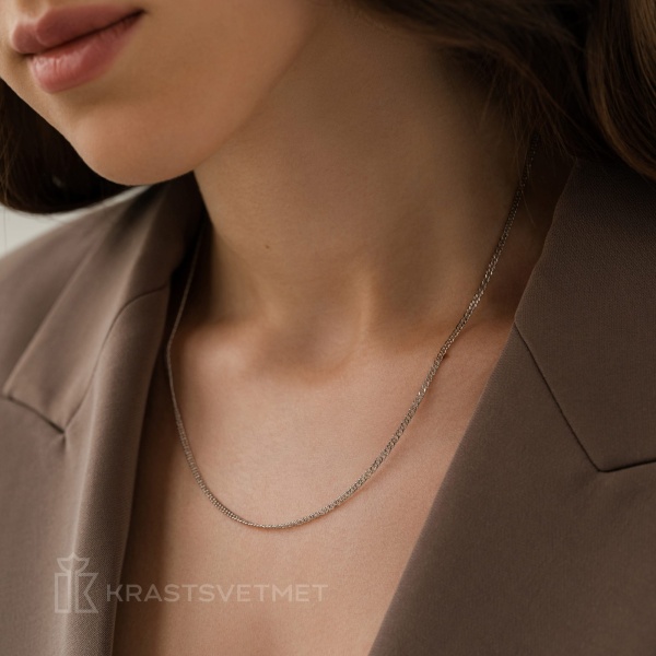 Цепь из белого золота, плетение «Ромб двойной»